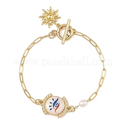 Bracelets à maillons en alliage émaillé œil protecteur et trombones en laiton&nbsp;BJEW-JB14358