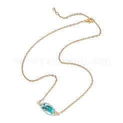 2 collier pendentif ovale en acier inoxydable 304 fait à la main&nbsp;NJEW-JN05375