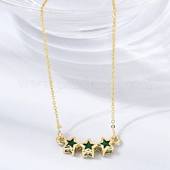 Collares con colgante de triple estrella de latón y vidrio&nbsp;KK-CBAB173-03G-05