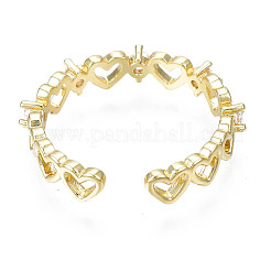 Exquise bague de manchette en forme de cœur en zircone cubique&nbsp;X-RJEW-N035-057-NF