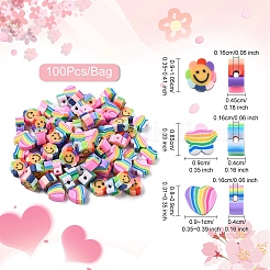 90pcs 3 Arten handgemachte Polymer-Ton-Perlen&nbsp;CLAY-YW0002-37