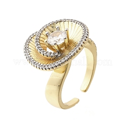 Mikropavé-Manschettenringe aus klarem Zirkonia aus Messing für Damen&nbsp;RJEW-G347-05G
