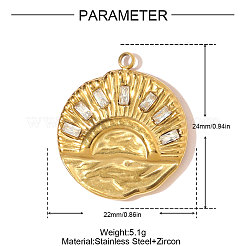 Pendentifs en acier inoxydable 304 micro pavés de zircones cubiques&nbsp;STAS-OY007-55G