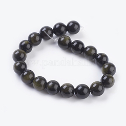 Naturale lucentezza dorata perle di ossidiana fili&nbsp;L-G-C076-8mm-5