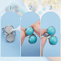 Kit de fabrication de bague manchette demi-ronde à faire soi-même&nbsp;DIY-AR0003-35