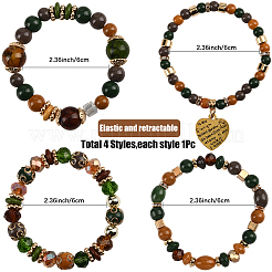 1 Set Stretch-Armband-Sets aus Holzperlen im Boho-Stil für Damen&nbsp;BJEW-SP0001-12