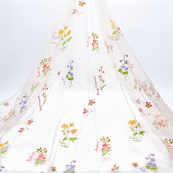 2 Yards Polyester-Stickerei 3D-Blumennetzstoffe&nbsp;DIY-WH0622-383B