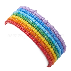 Set di braccialetti con perline di vetro stile arcobaleno da 7 pezzo per donna&nbsp;BJEW-JB10065-02