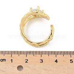 Bagues de manchette en laiton avec micro pavé de zircone cubique transparente pour femmes&nbsp;RJEW-D307-01G-B