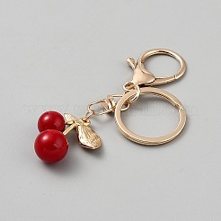 Portachiavi in lega di zinco e resina a forma di ciliegia&nbsp;AJEW-WH0434-60B