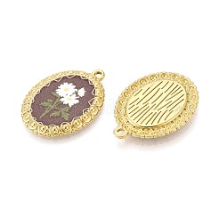 Oval aus Edelstahl 304 im Vintage-Druckstil mit Sonnenblumenanhängern&nbsp;STAS-T071-29C-G