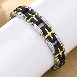 Bracciali a catena in acciaio inossidabile 304 con pantera per donna e uomo&nbsp;BJEW-R018-02GP