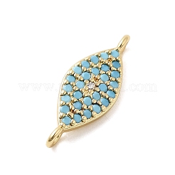 Dijes de conector de latón con micropavé de circonitas cúbicas azul cielo y transparentes&nbsp;KK-H529-05A-G
