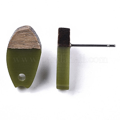 Fornituras de aretes de resina opaca y madera de nogal&nbsp;MAK-N032-010A-B02