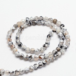 Facettierte natürliche Achat runde Perlen Stränge&nbsp;G-E318B-4mm-05