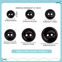 120 Stück 6 Stile 2-Loch-Harzknöpfe&nbsp;FIND-DR0001-45B