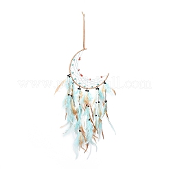 Filet/toile tissé de lune avec décoration de pendentif en plumes&nbsp;HJEW-I013-04