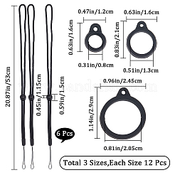 36 anneau en silicone de style 3 avec 6 cordons en polyester pour collier et pendentif anti-perte&nbsp;DIY-GF0008-05