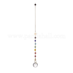 Pendules de somnolence en pierres précieuses naturelles mélangées avec chakra fait à la main au chalumeau mauvais œil et soleil en laiton&nbsp;PALLOY-JF01974