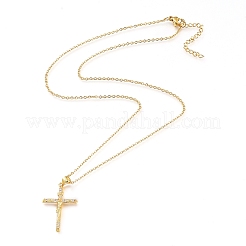 Ostern Thema Messing Micro Pave Halsketten mit klaren Zirkonia-Anhängern&nbsp;NJEW-L146-20G