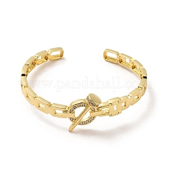 Klarer Zirkonia-Ring & Nagel & Vorhängeschloss offener Armreif&nbsp;BJEW-C027-02G