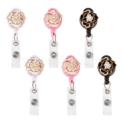 6 Stück 3 Stile Blumenlegierung Emaille Abzeichen Rollen&nbsp;HJEW-TAC0156