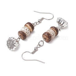 Orecchini pendenti in cocco naturale bodhi e lega&nbsp;EJEW-JE06173-01