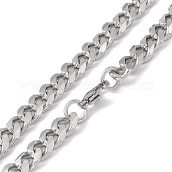 Anlaufgeschützte Halskette aus kubanischem Gliederarmband aus Edelstahl 201 mit Verschlüssen aus Edelstahl 304 für Männer und Frauen&nbsp;NJEW-M194-01D-P
