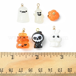 Pendenti in resina opaca di halloween 6 pz 6 stili&nbsp;RESI-FS0001-34