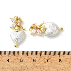 Pendentifs en forme de cœur avec micro-pavés de zircone cubique en laiton féerique&nbsp;PALLOY-JF05524