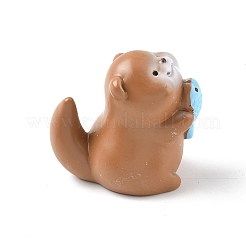 Lontra in resina con statuette di pesce ornamento&nbsp;DJEW-E015-02G