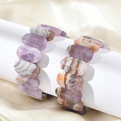 Ovale Stretch-Armbänder aus natürlichem Amethyst-Achat für Frauen und Männer&nbsp;BJEW-C097-04C