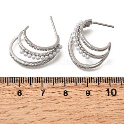 Dreifach C-förmige Ohrstecker aus Messing mit Mikropavé und klarem Zirkonia&nbsp;EJEW-P322-10P