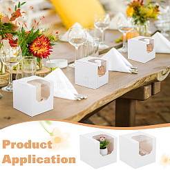 Würfelförmige Papier-Aufbewahrungsboxen für Cupcakes mit Sichtfenster&nbsp;LS-BAKE-WH0002-002B