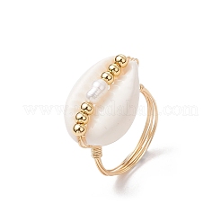 Fingerringe aus natürlicher Kauri-Muschel für Damen&nbsp;RJEW-JR00834