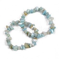 Pulseras elásticas con cuentas de amazonita de flor natural con chip unisex&nbsp;BJEW-S143-26