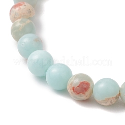 Pulseras elásticas sintéticas de jaspe aqua terra y turquesa para mujer&nbsp;BJEW-JB13106