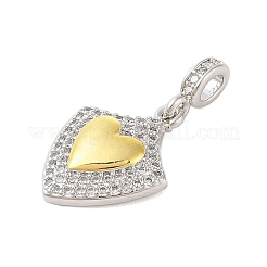 Placage de crémaillère en laiton micro pavé pendentifs en zircone cubique claire&nbsp;KK-S380-37C-P