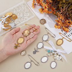 DIY ovale Anhänger-Kits für Abschlusskappen aus Legierung&nbsp;PALLOY-GA00006