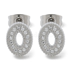 Boucles d'oreilles à tige en acier inoxydable 304 micro pavé de zircones cubiques transparentes&nbsp;STAS-Z107-01P-03