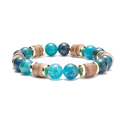 Bracciale elasticizzato da donna con cocco naturale e pietre di perline&nbsp;BJEW-JB07546