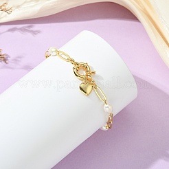 Bracelets en laiton avec breloque cœur et trombone pour femmes&nbsp;BJEW-JB14259