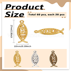 60 pièces 3 couleurs pendentifs en alliage de style tibétain&nbsp;FIND-LP0003-55