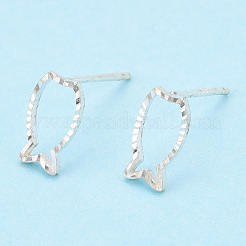 925 pendientes de plata de ley con forma de pez hueco.&nbsp;STER-T005-06