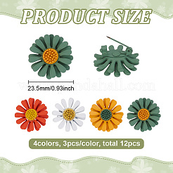12 broche en alliage électrolytique marguerite 4 couleurs&nbsp;JEWB-FG0001-43