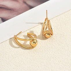 Boucles d'oreilles en forme de larme avec clous ronds en acier inoxydable&nbsp;UU4012