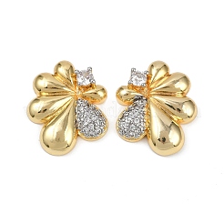 Latón micro pave aretes de circonita cúbica transparente&nbsp;EJEW-U059-01B-GP