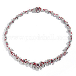 Colliers à maillons en laiton pavé d'épines oculaires pointues en oxyde de zirconium rouge foncé pour hommes&nbsp;FS-WG4F103-03