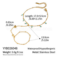Armbänder mit runder Quaste aus synthetischem Türkis und herzförmigem Kettenring aus Edelstahl 304 für Damen&nbsp;NM6951