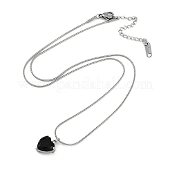Collane con catena a serpente rotonda con ciondolo a forma di cuore in zirconia cubica in acciaio inossidabile 304 per donna&nbsp;NJEW-Z044-09P